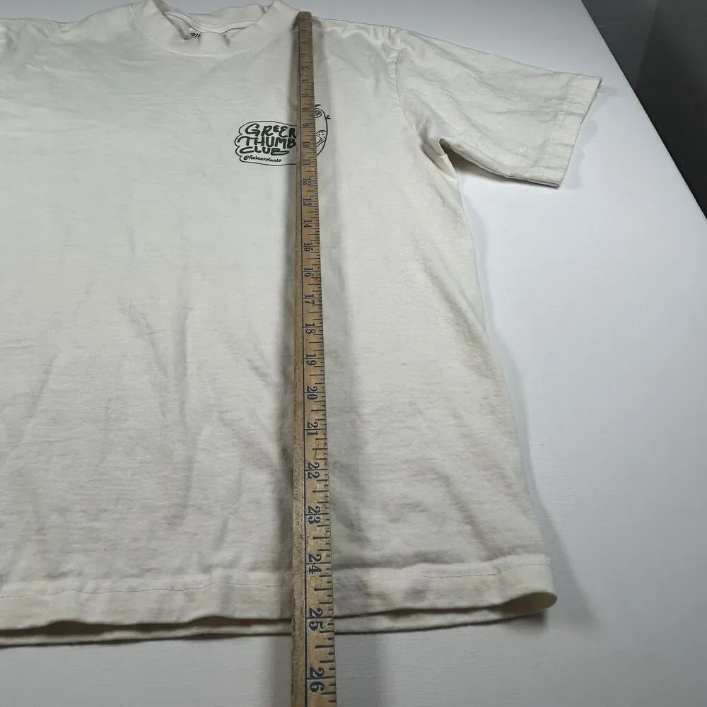 Green Thumb Club on Shaka Wear Cropped Cotton T-shirt Cream & Green Graphic Med - Picture 8 of 8